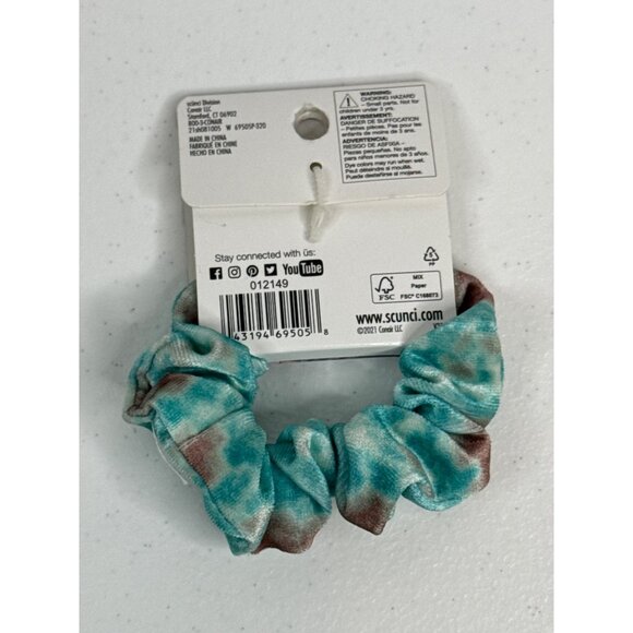 Scunci Hair Scrunchie Velvet Velour Pony Tail Holder Ties Blue Tie Dye Womens - Picture 2 of 4